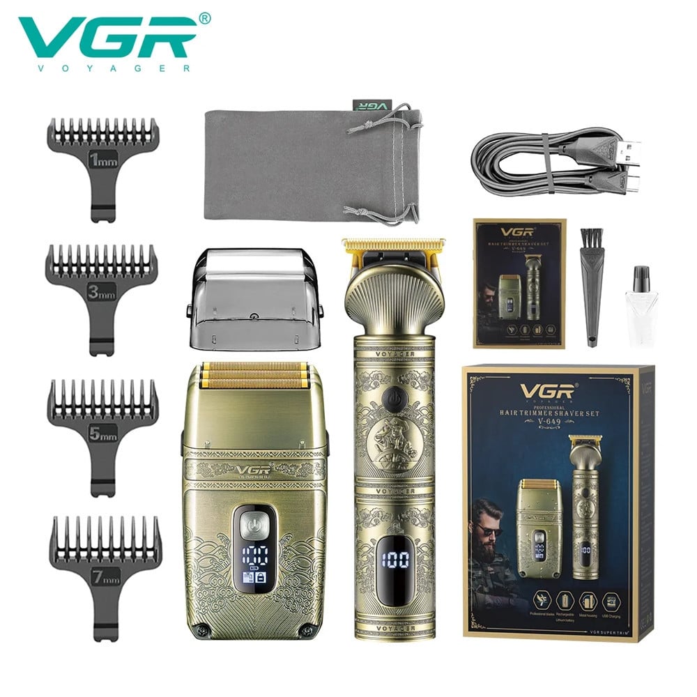 VGR V-649 Tagliacapelli Professionale + Rasoio Trimmer Barber