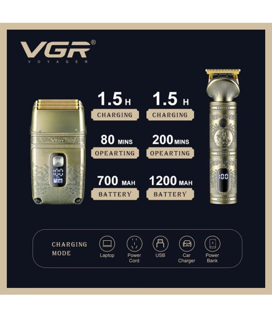 VGR V-649 Tagliacapelli Professionale + Rasoio Trimmer Barber