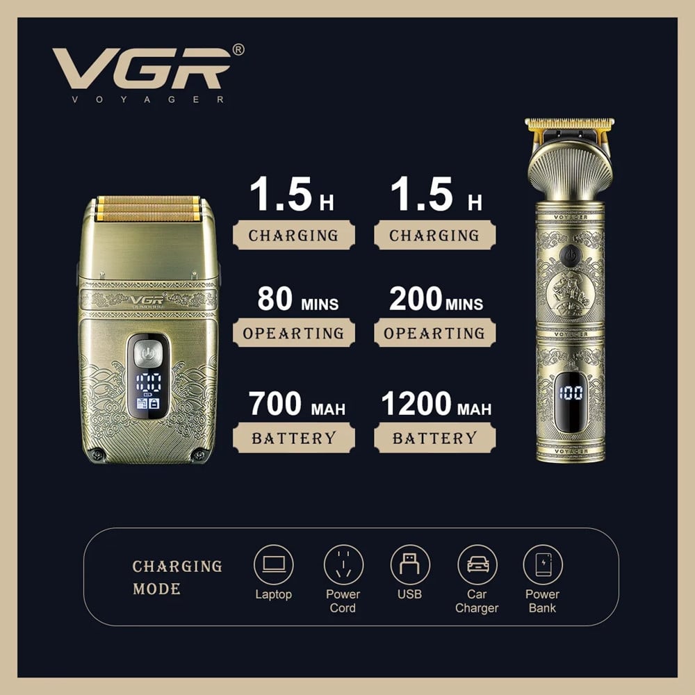 VGR V-649 Tagliacapelli Professionale + Rasoio Trimmer Barber