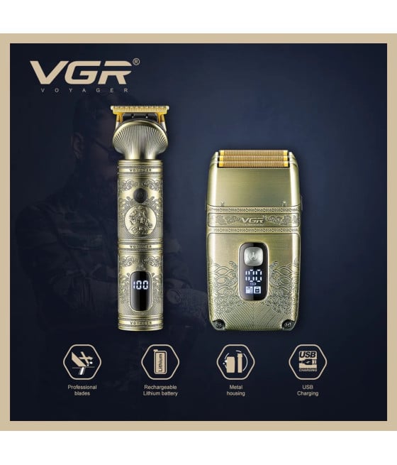 VGR V-649 Tagliacapelli Professionale + Rasoio Trimmer Barber