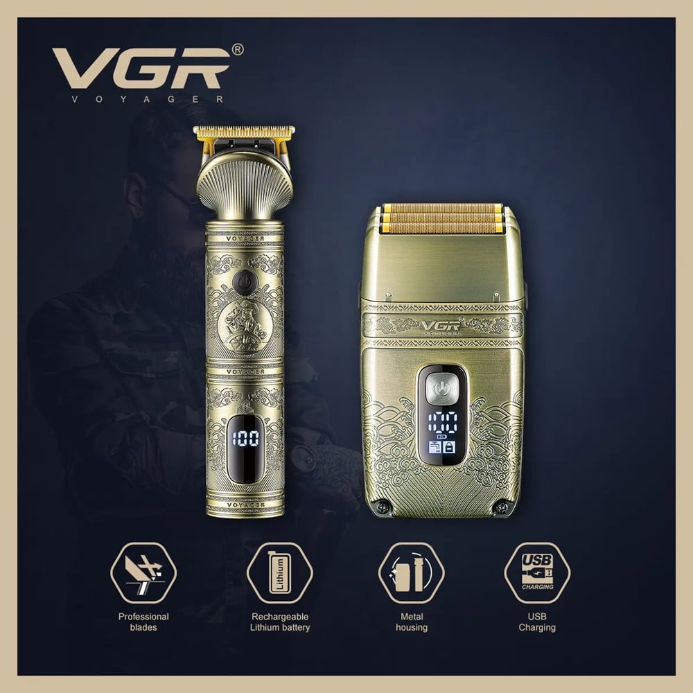 VGR V-649 Tagliacapelli Professionale + Rasoio Trimmer Barber