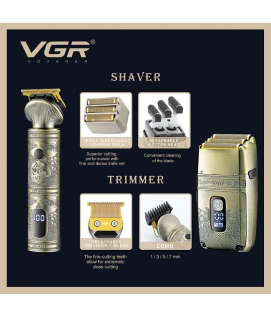 VGR V-649 Tagliacapelli Professionale + Rasoio Trimmer Barber