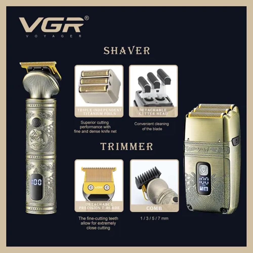 VGR V-649 Tagliacapelli Professionale + Rasoio Trimmer Barber