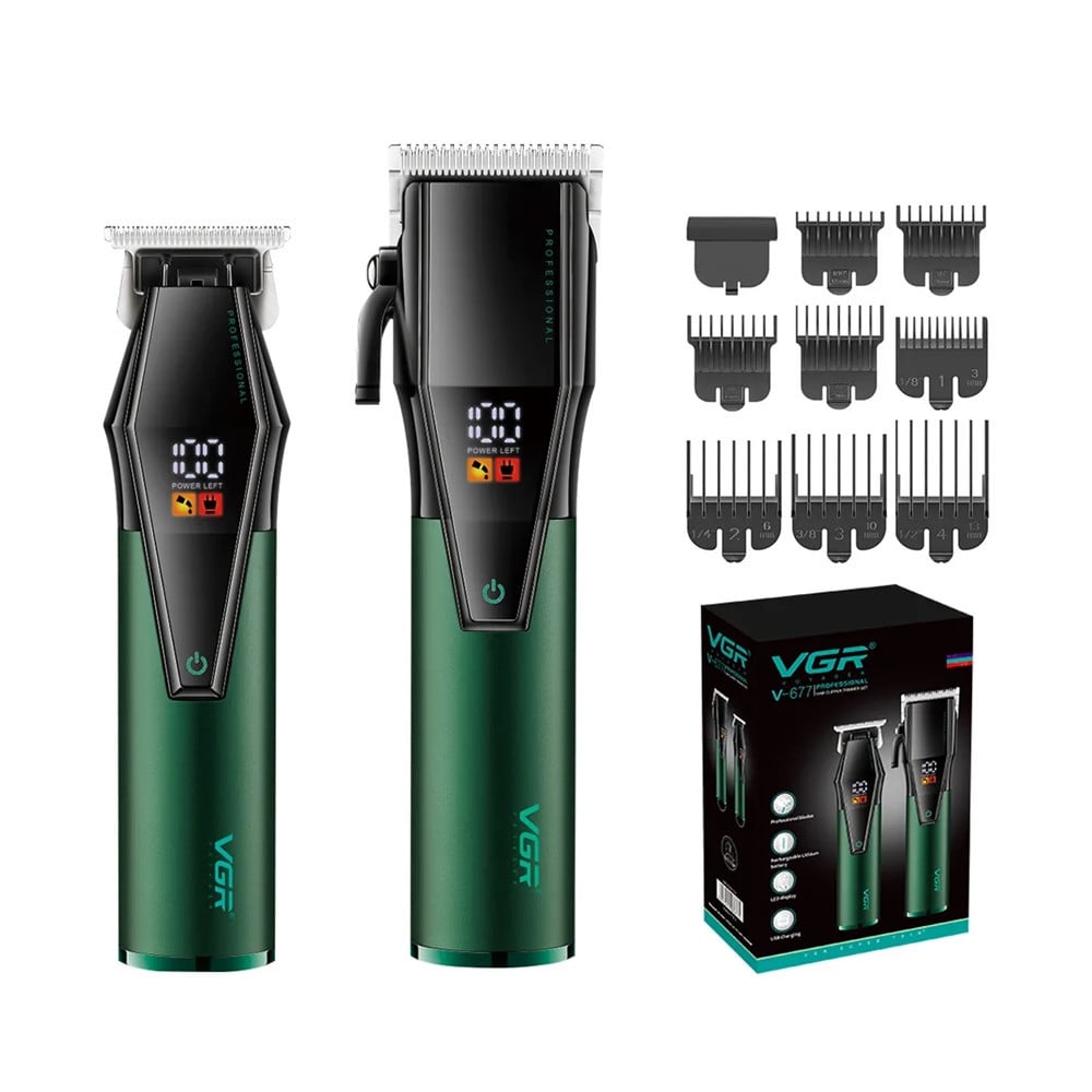 VGR V-677 Tagliacapelli e Trimmer Barber Kit Professionale 2in1