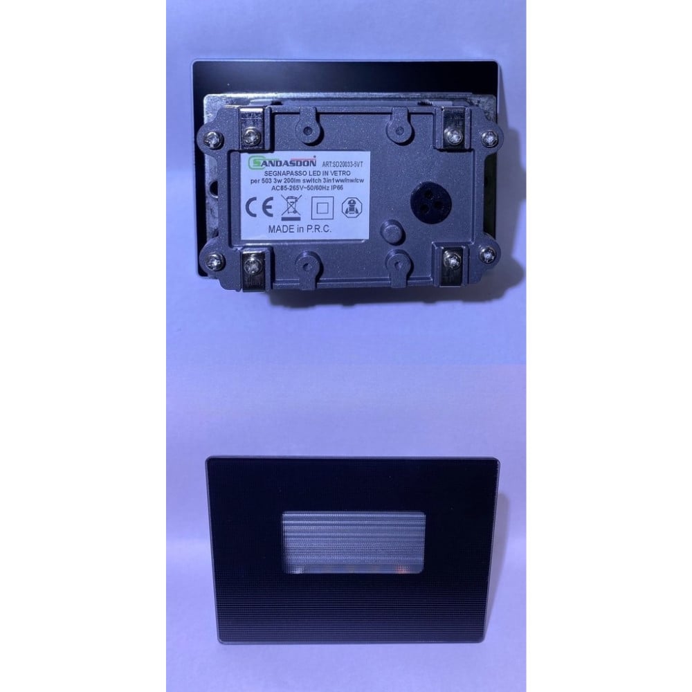 Plafoniera LED incasso nera 5W IP66 vetro trasparente nero 3000K 4000K 6500K