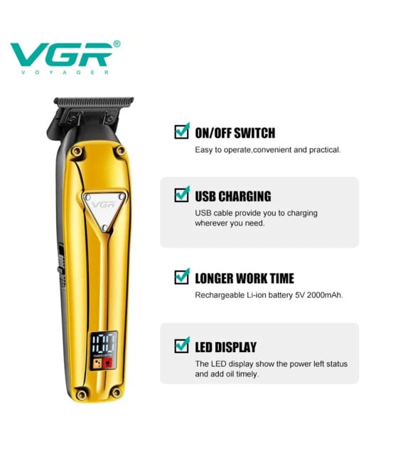 VGR V-912 Trimmer Barber Rasoio Professionale Regolabarba Precisione
