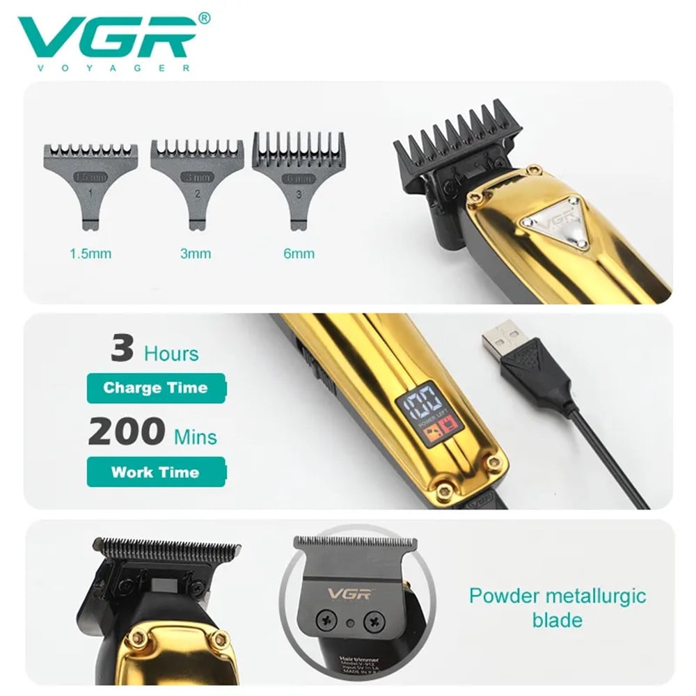 VGR V-912 Trimmer Barber Rasoio Professionale Regolabarba Precisione