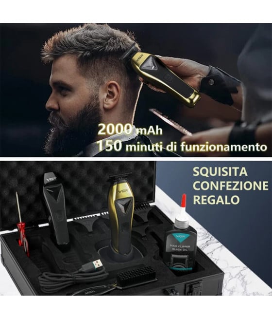 VGR V-994 Trimmer Barber Professionale T-Blade 10000RPM Rasoio
