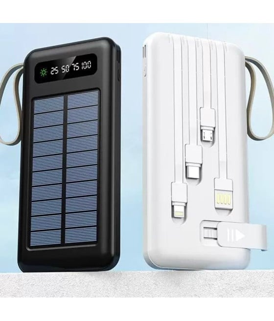 CARICABATTERIA POWER BANK SOLARE 20000MAH BATTERIA ESTERNA PORTATILE CAVI