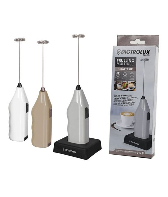 FRULLINO MULTIUSO A BATTERIE SCHIUMINO MONTA LATTE CAPPUCCINO CON BASE
