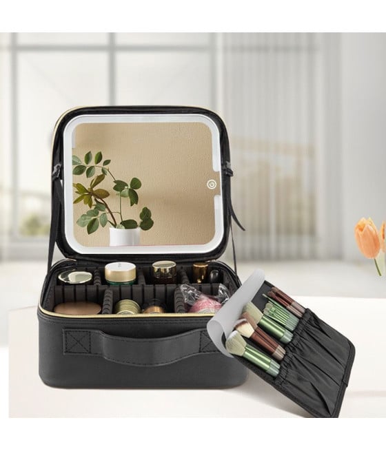 BEAUTY CASE SPECCHIO A LED STACCABILE PORTA TRUCCHI ORGANIZZATORE