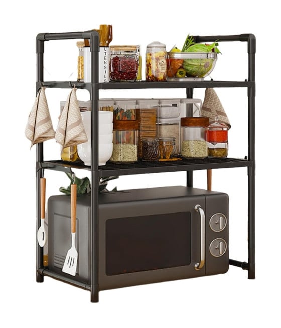 SCAFFALE PER FORNO MICROONDE A LIVELLI RIPIANI CUCINA CON GANCI