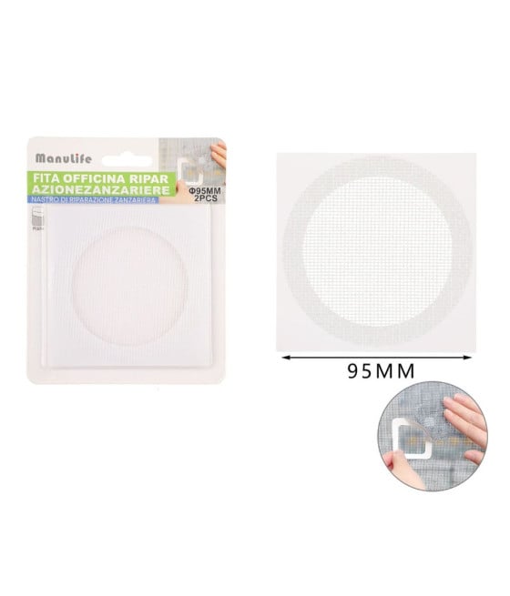 SET 2 TOPPE ADESIVE A RETE BIANCA RIPARAZIONE ZANZARIERE 95MM 622150