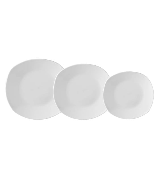 SERVIZIO DI PIATTI IN PORCELLANA 12PZ TAVOLA DESIGN MODERNO SQUADRATO