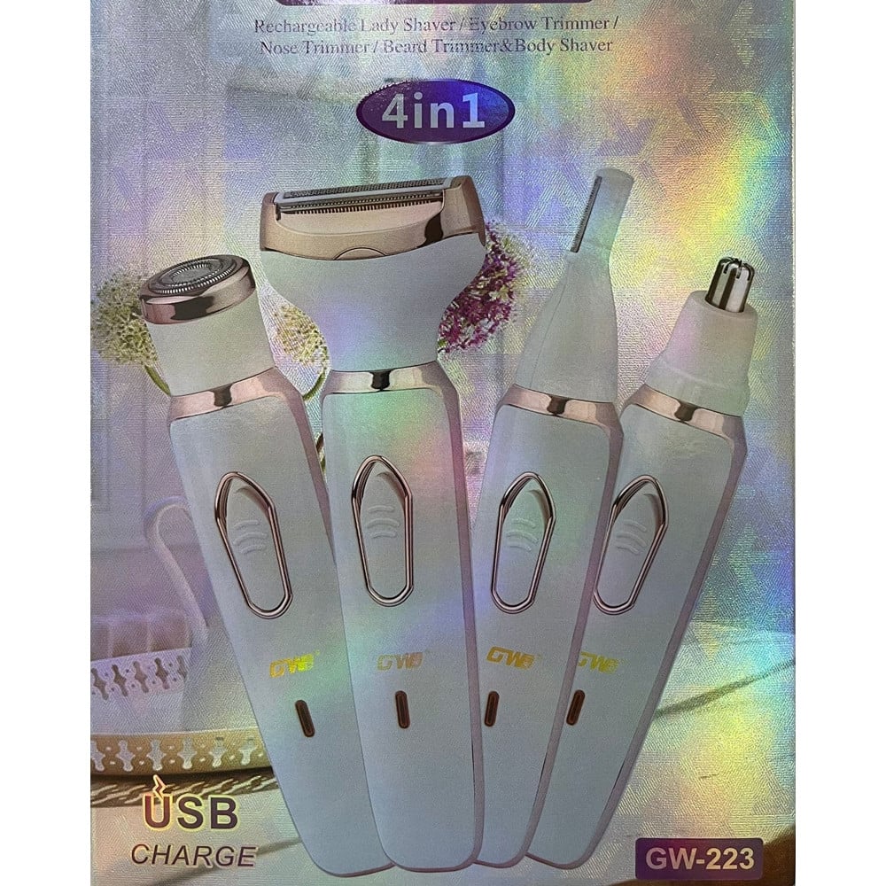 RASOIO ELETTRICO DONNA PER CORPO VISO NASO RICARICABILE PORTATILE 4IN1