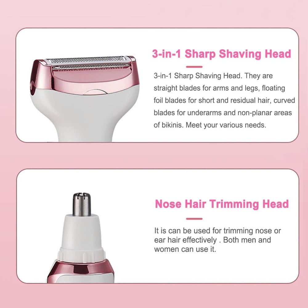 RASOIO ELETTRICO DONNA PER CORPO VISO NASO RICARICABILE PORTATILE 4IN1