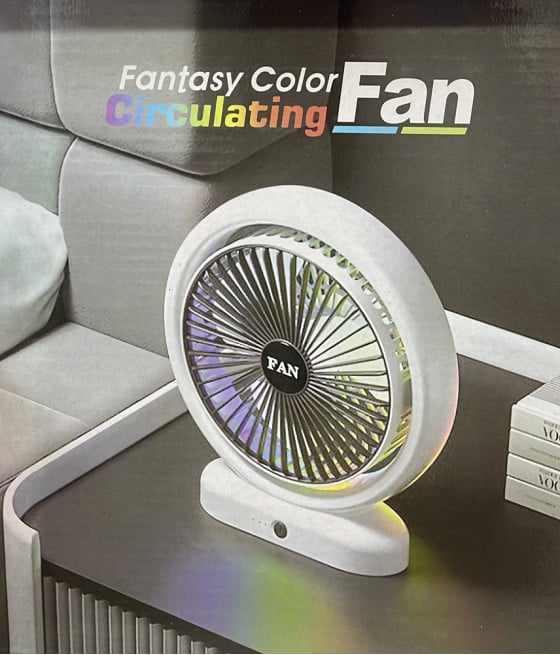 VENTILATORE DA TAVOLO USB RICARICABILE CIRCOLATORE ARIA LUCE COLORATA