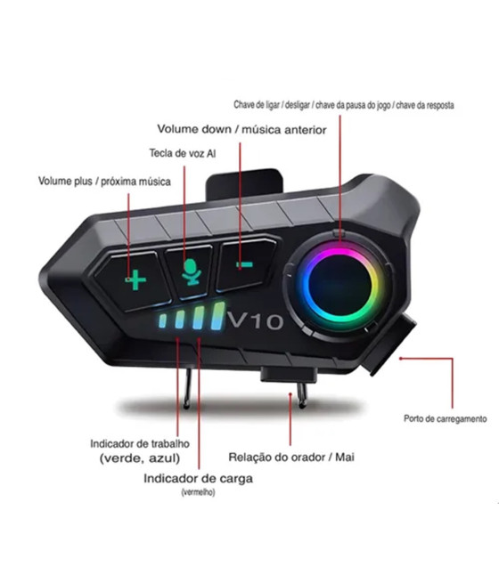 AURICOLARE CUFFIE CASCO MOTO 5.3 INTERFONO IPX6 IMPERMEABILE LE-524