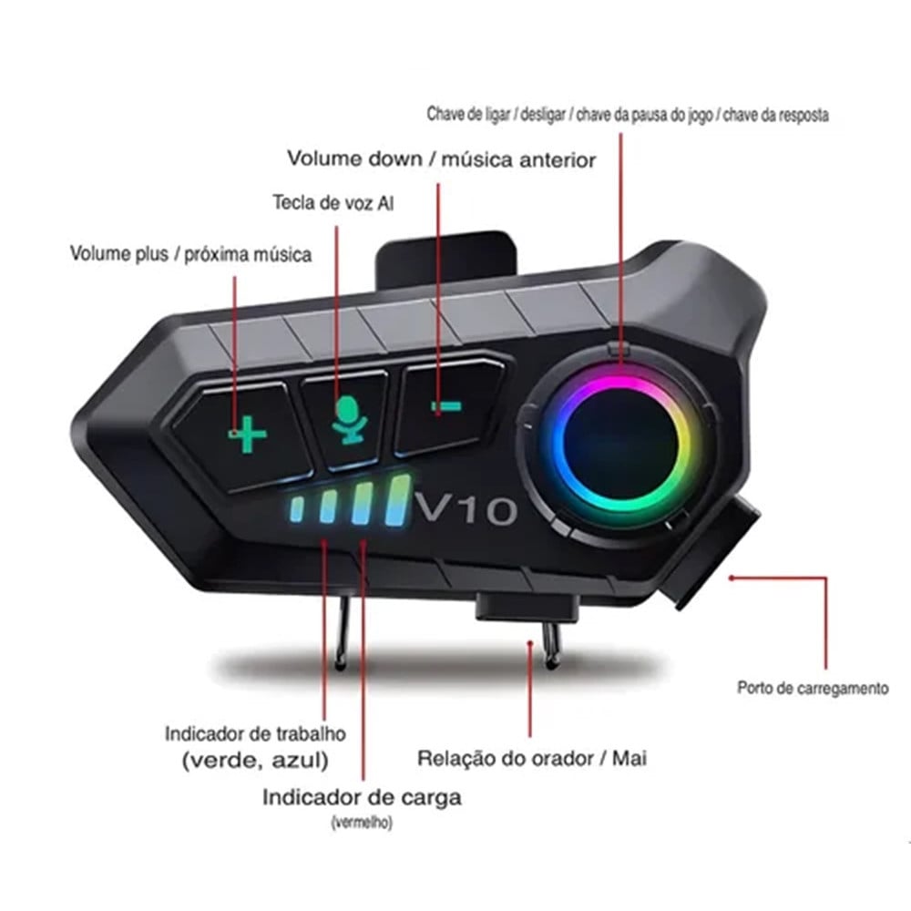 AURICOLARE CUFFIE CASCO MOTO 5.3 INTERFONO IPX6 IMPERMEABILE LE-524