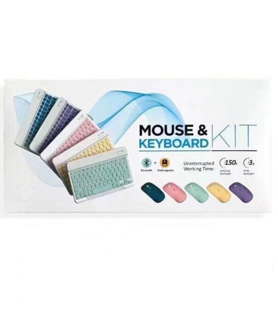 TASTIERA MOUSE WIRELESS BLUETOOTH RICARICABILE DESIGN SOTTILE CON LUCI