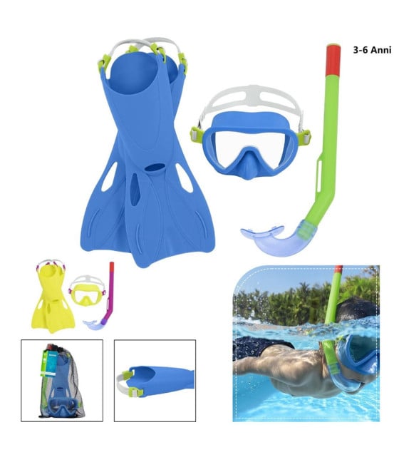 SET DA SNORKELING BAMBINI FLAPPER MASCHERA BOCCAGLIO PINNE 2 COL 25039
