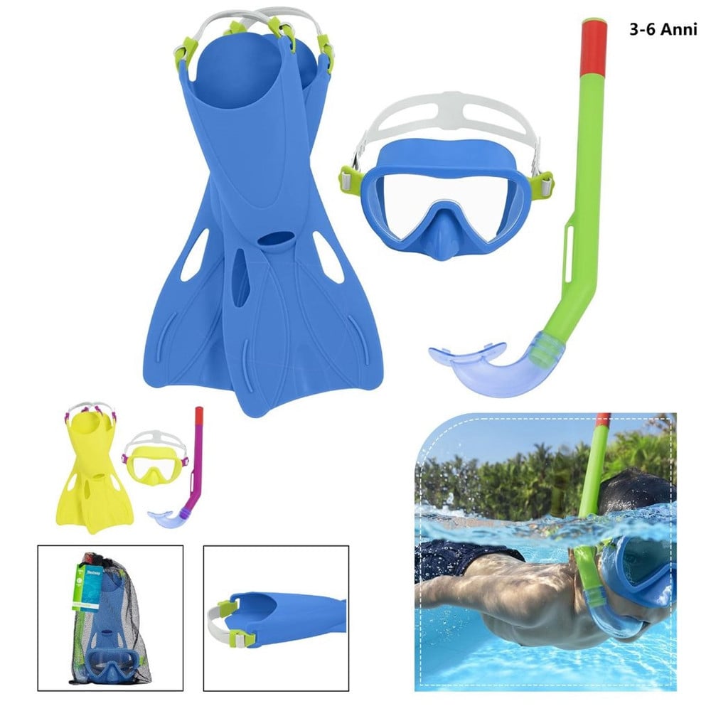 SET DA SNORKELING BAMBINI FLAPPER MASCHERA BOCCAGLIO PINNE 2 COL 25039