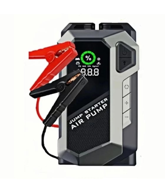AVVIATORE EMERGENZA AUTO PORTATILE COMPRESSORE D'ARIA TORCIA POWER BANK