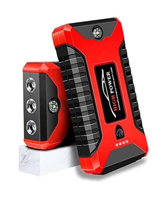 AVVIATORE DI EMERGENZA MULTIFUNZIONE GONFIATORE AUTO 4 PORTE USB TORCIA