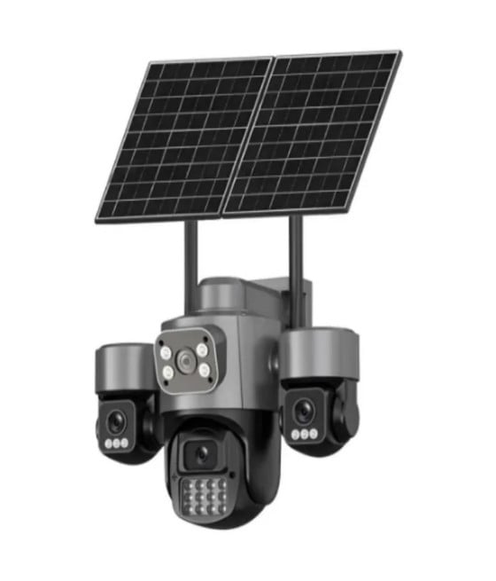 TELECAMERA VIDEOSORVEGLIANZA A QUATTRO LENTI AOV PTZ ROTANTE 4G SOLARE