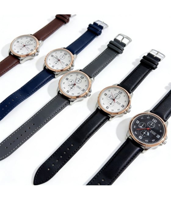 Orologio cronografo 44 mm impermeabile elegante cinturino pelle