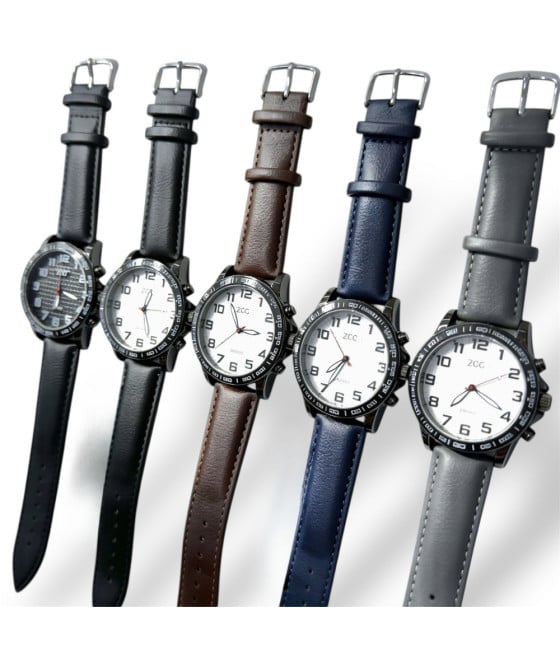 Orologio uomo 43 mm impermeabile minimal cinturino effetto pelle