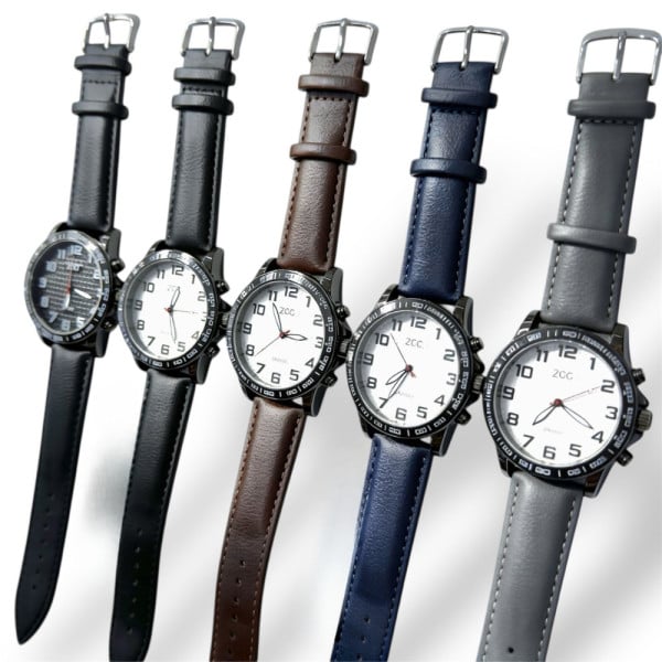 Orologio uomo 43 mm impermeabile minimal cinturino effetto pelle