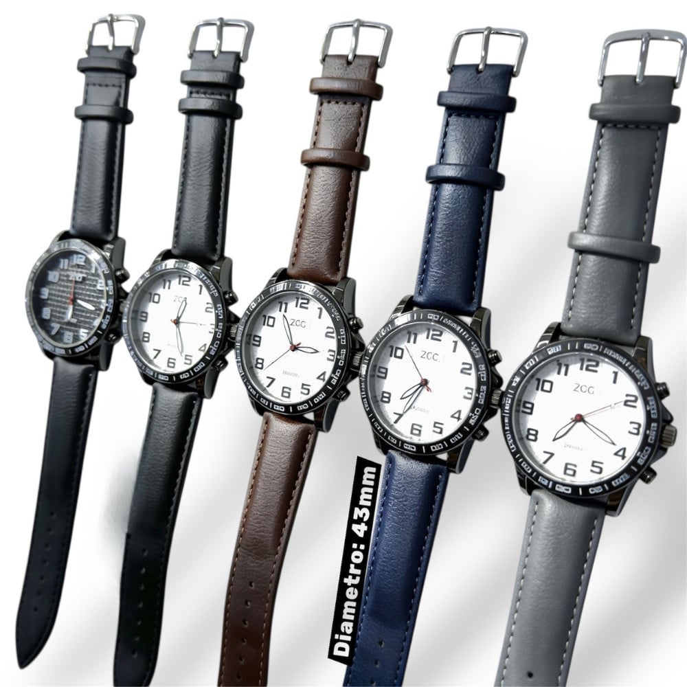 Orologio uomo 43 mm impermeabile minimal cinturino effetto pelle
