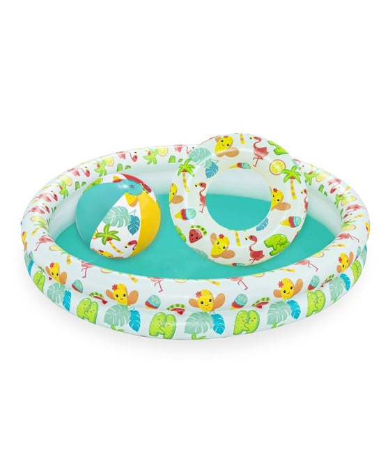 PISCINA GONFIABILE 2 ANELLI PER BAMBINI 122X20CM PALLA SALVAGENTE 51124