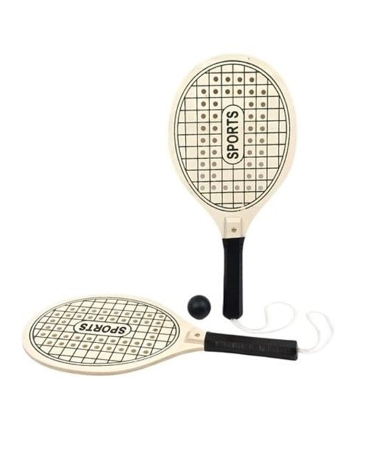 COPPIA RACCHETTONI SPIAGGIA IN LEGNO CON PALLINA BEACH TENNIS 638880A