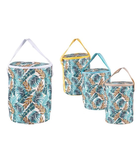 BORSA FRIGO TERMICA CILINDRICO 26LT STAMPA TROPICALE A FOGLIE 3239238