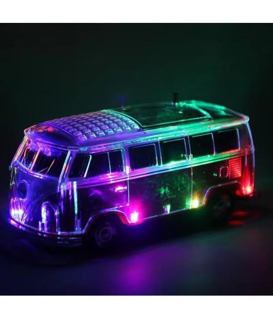 CASSA ALTOPARLANTE BLUETOOTH FORMA FURGONCINO RETRÒ PORTATILE LUCI LED