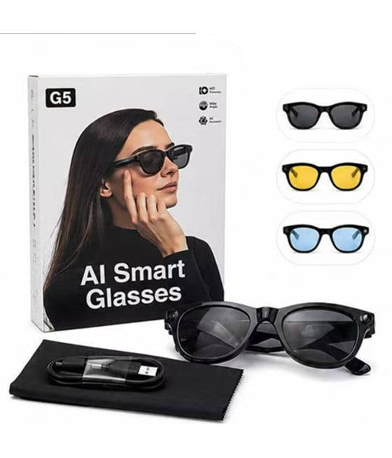 OCCHIALI G5 INTELLIGENTI FOTOCAMERA HD BLUETOOTH 3 LENTI INTERCAMBIABILI