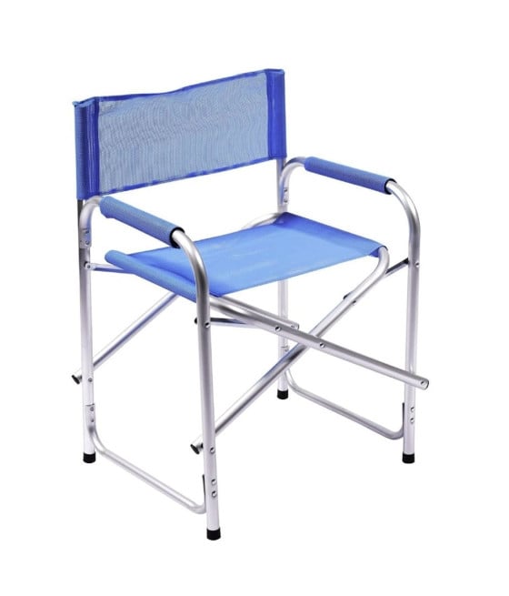 SEDIA REGISTA IN ALLUMINIO TESSUTO OXFORD PIEGHEVOLE CON BRACCIOLI BLU