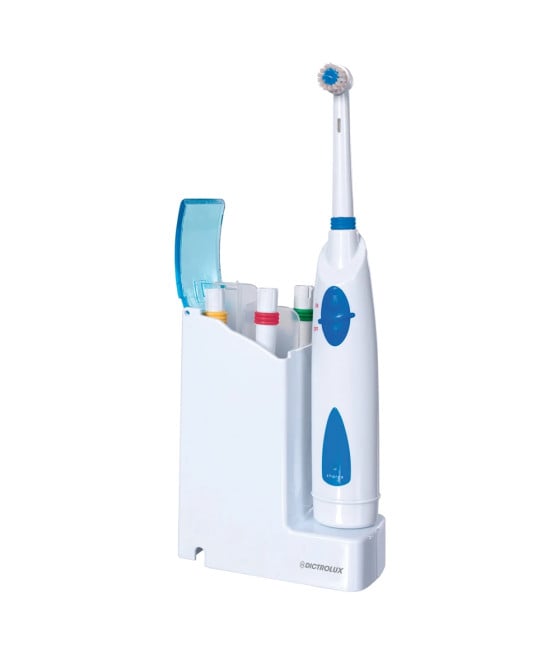 SPAZZOLINO ELETTRICO OSCILLANTE RICARICABILE CON BASE 4 TESTINE IMPERMEABILE