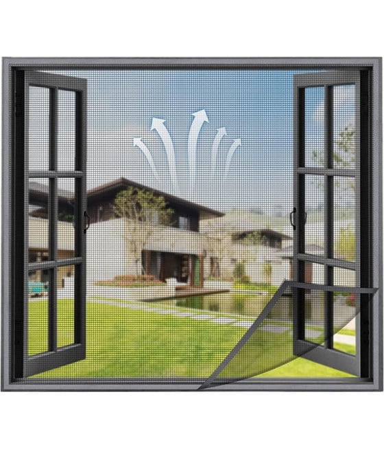 ZANZARIERA ADESIVA VELCRO FINESTRA NERA 150X180CM PROTEZIONE INSETTI