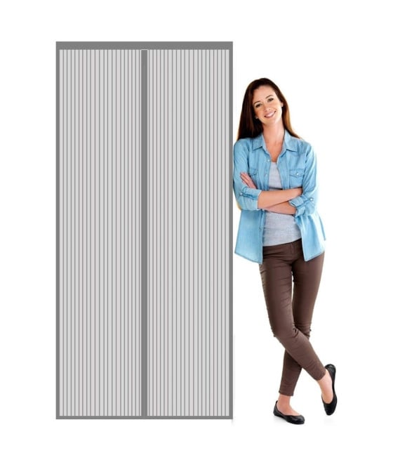 ZANZARIERA UNIVERSALE 120X230CM GRIGIA CHIUSURA AUTOMATICA MAGNETICA