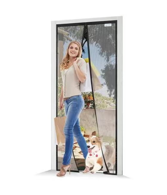 ZANZARIERA UNIVERSALE 120X230 CM NERA CHIUSURA AUTOMATICA MAGNETICA