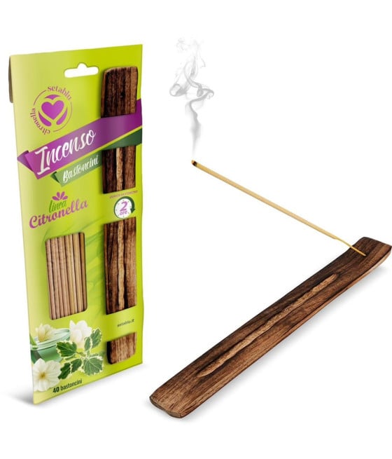 40 BASTONCINI INCENSO REPELLENTI ZANZARE ALLA CITRONELLA CON BASE 400489