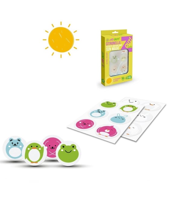 20PZ DA 24 CEROTTI TESSUTO ADESIVO UV CITRONELLA BAMBINI DESIGN ANIMALI