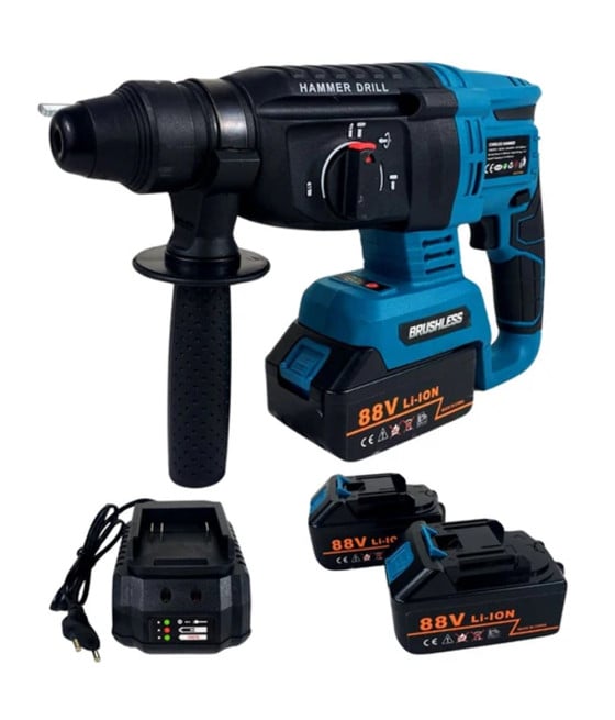 TRAPANO TASSELLATORE MARTELLO A PERCUSSIONE BATTERIA DA 88VF SENZA FILI