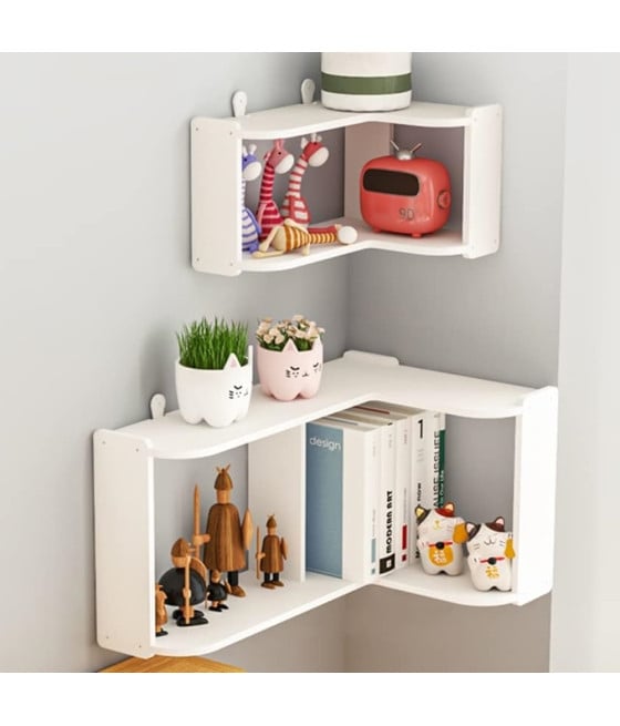 MENSOLE ANGOLARE IN LEGNO SCAFFALI DA PARETE PER CAMERA LIBRERIA