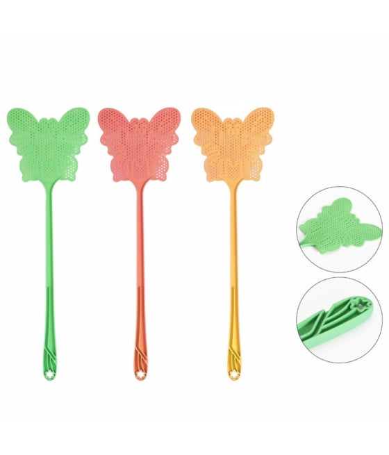 SET 24 PZ PALETTA SCACCIAMOSCHE IN PLASTICA A FORMA DI FARFALLA 614452