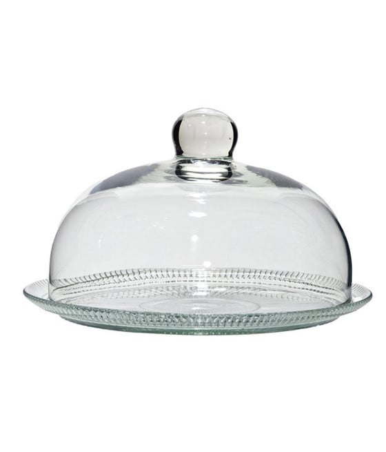 PIATTO TORTA CON CAMPANA Ø30XH18 CM IN VETRO SOFFIATO DESIGN RAFFINATO
