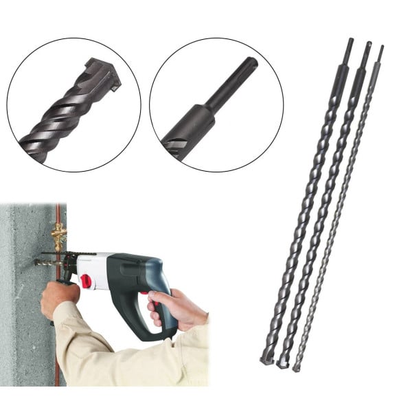 Punte giganti 1000mm SDS Plus set 3 pezzi per muro/cemento/calcestruzzo